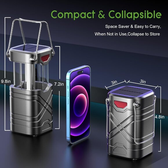 LETMY 4 Pack Camping Lantern, Rechargeable LED Lanterns, Solar Lantern Battery - Picture 2 of 7